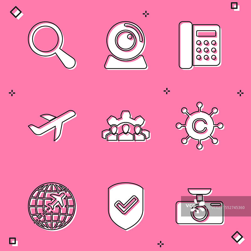 放大镜、网络摄像头、电话、飞机图片素材