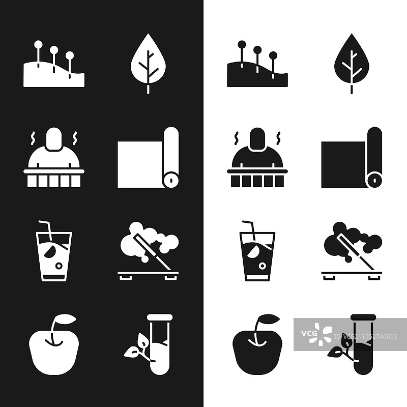 健身垫卷起的桑拿和水疗程序图片素材
