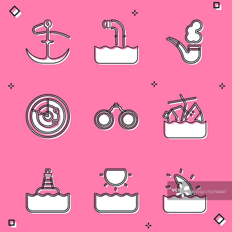 设置锚定潜望镜吸烟管雷达图片素材