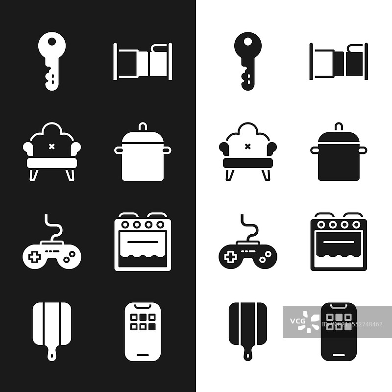 炊具、沙发、房屋钥匙、床、游戏手柄、烤箱图片素材