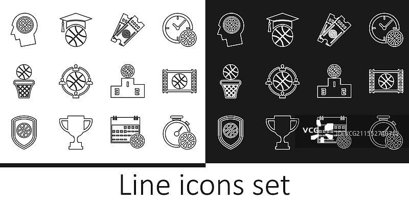 篮球与计时器的设置线图片素材