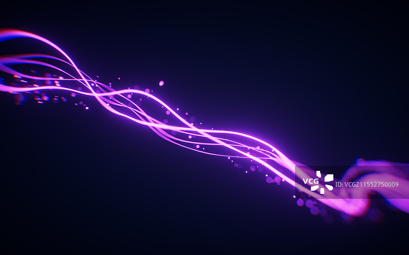 流动的紫色霓虹发光曲线三维渲染图片素材