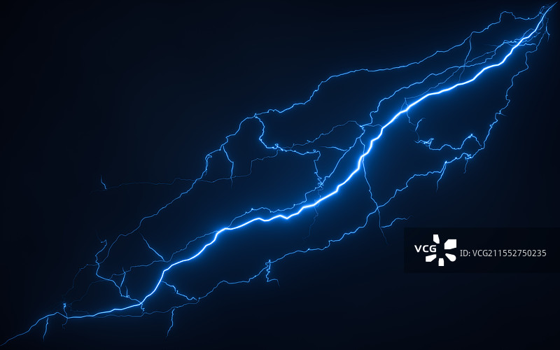 蓝色闪电特效三维渲染图片素材