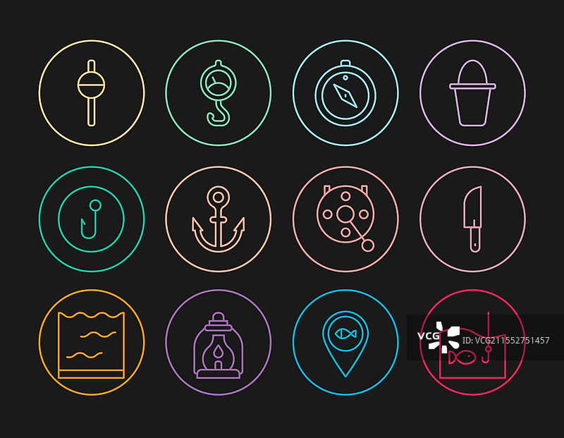 用鱼刀和指南针设置钓鱼钩图片素材