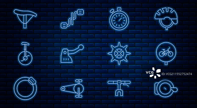 设置线路自行车铃声计时器刹车独轮车或图片素材