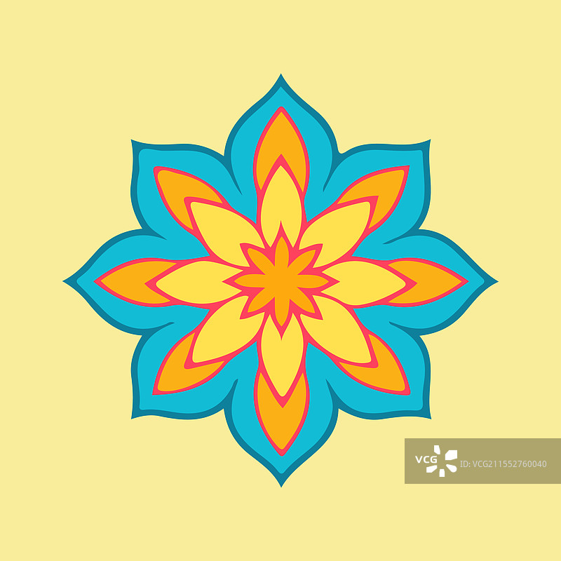 色彩缤纷的复古风格曼陀罗设计图片素材