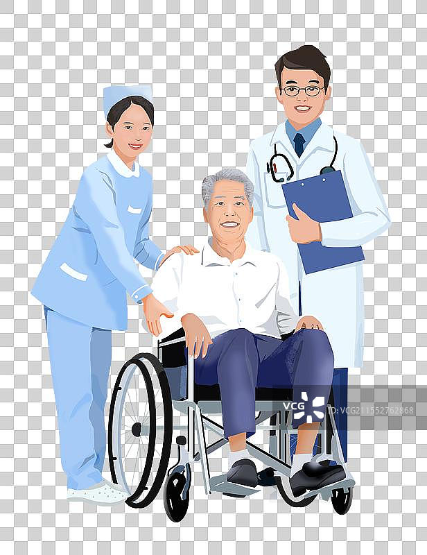 老年帕金森病人与医生看护图片素材