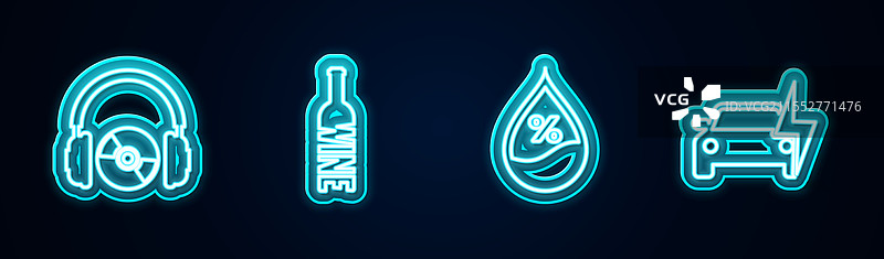 耳机、CD或DVD与一瓶葡萄酒图片素材