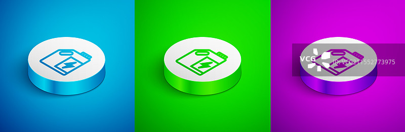 等距线条环保燃料罐图标孤立在白色背景上图片素材