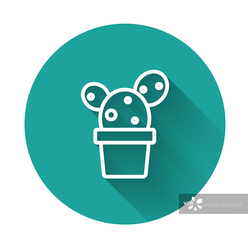 白色线条的仙人掌和多肉植物盆栽图标图片素材