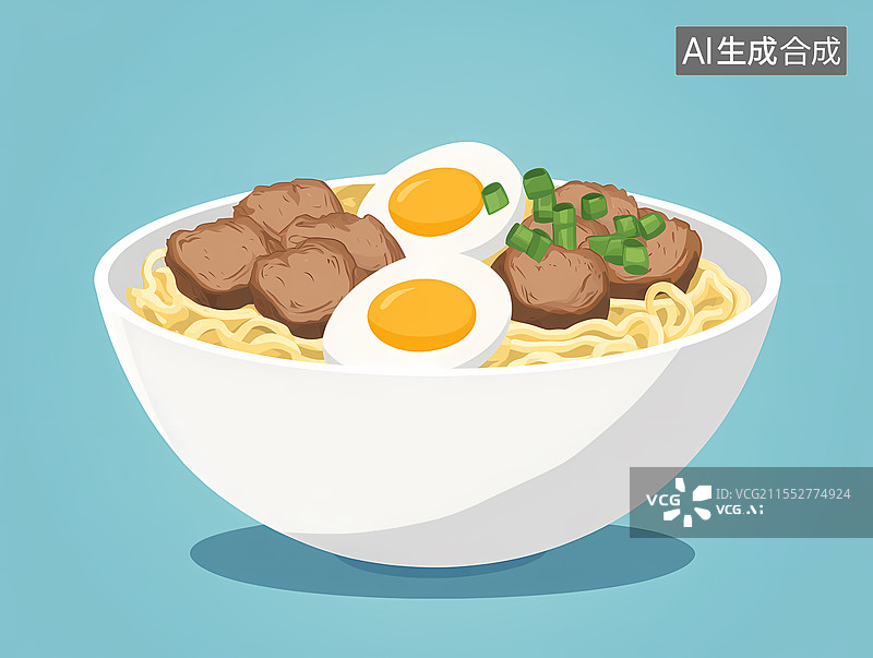 【AI数字艺术】美味拉面插画图片素材