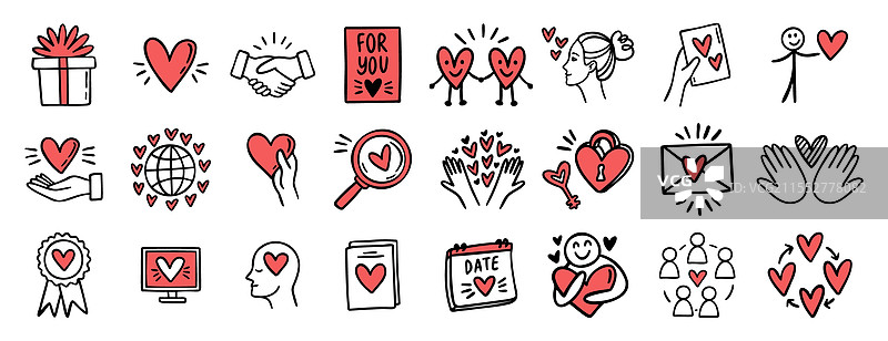 情人节的爱与心形涂鸦手绘图片素材