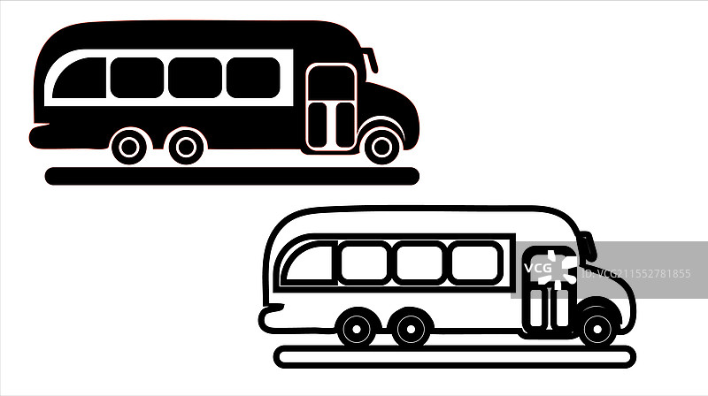 黑白公交车图标设计集图片素材