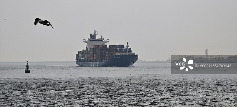 连云港海上的货船图片素材