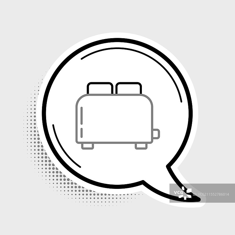 灰色背景上的线条烤面包机与吐司图标图片素材