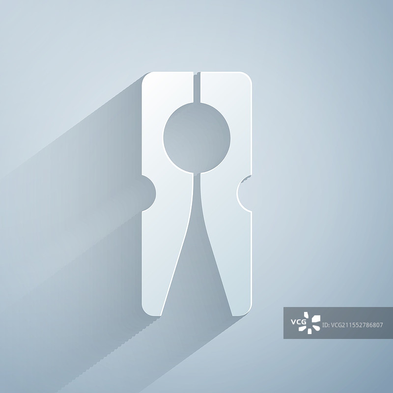 纸剪旧木衣夹图标孤立于图片素材