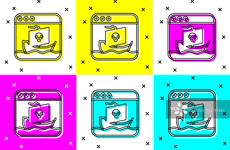 互联网盗版图标，背景色彩丰富图片素材