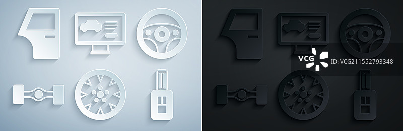 合金轮毂、方向盘、底盘、汽车钥匙与汽车图片素材