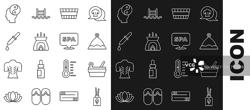 香氛扩散器、桑拿桶和勺子图片素材