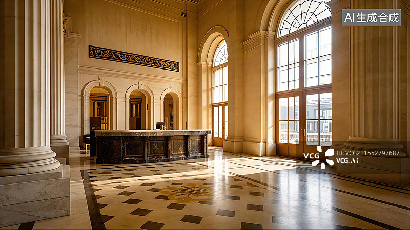 【AI数字艺术】老钱风接待大堂图片素材