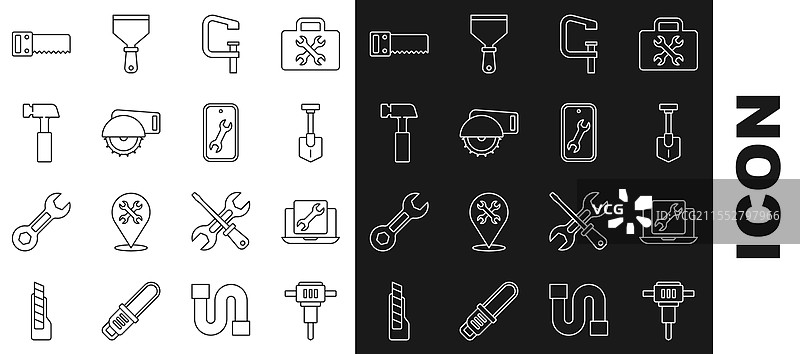 线路施工、破碎机、笔记本电脑服务图片素材