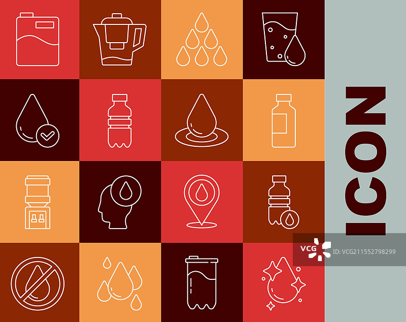 大水瓶装满水的水滴线条图图片素材