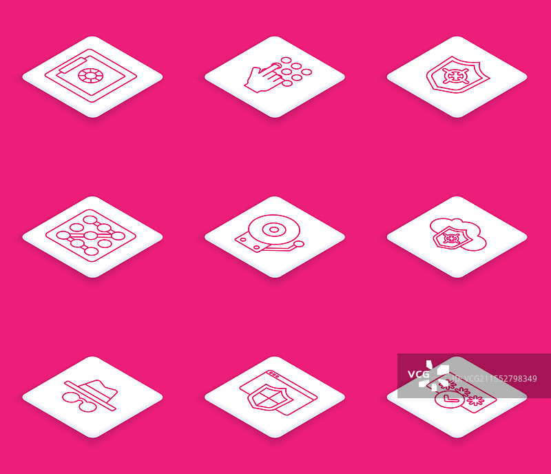 设置线条安全密码保护盾牌图形图片素材