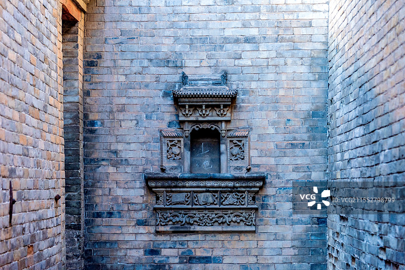 中国山西晋中灵石县王家大院砖雕神龛图片素材