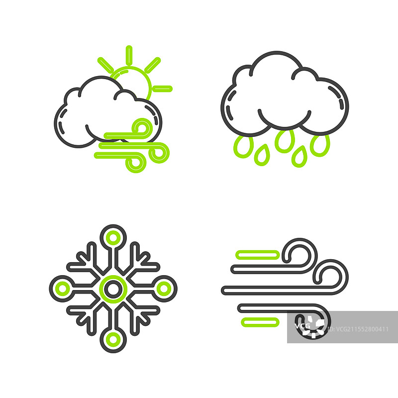 设置有风的雪花云和雨的风景图片素材