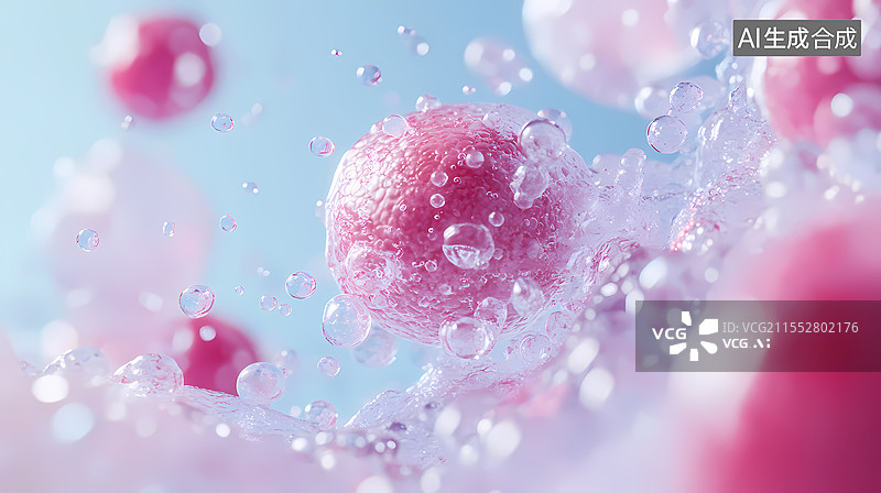 【AI数字艺术】粉色气泡背景图片素材