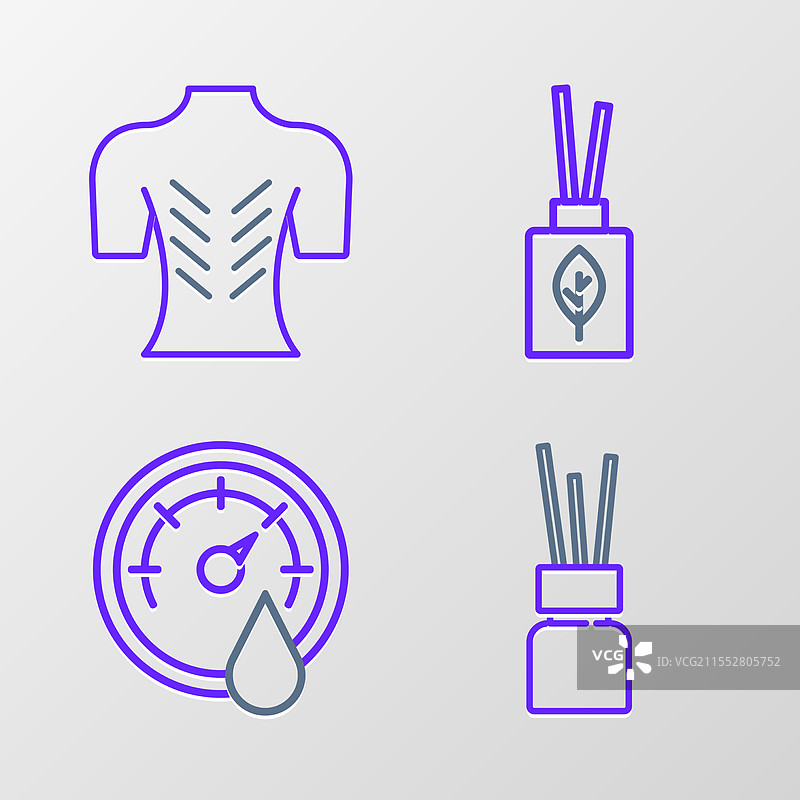 香氛扩散器、桑拿温度计和线条设置图片素材