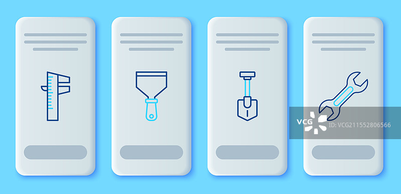 设置线、刮刀、铲子、卡尺图片素材