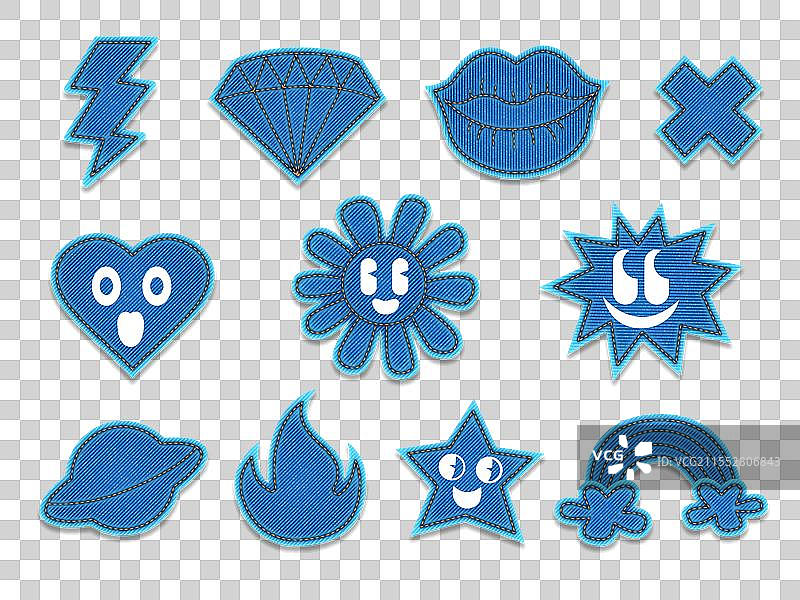 仿牛仔元素几何图形图片素材