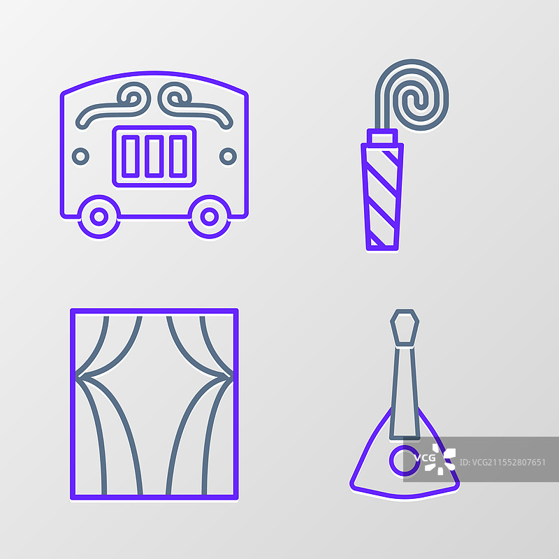 设置线条巴拉莱卡马戏团帷幕升起生日图片素材