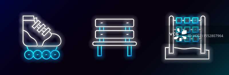 滑轮溜冰场上的井字游戏和长椅图片素材