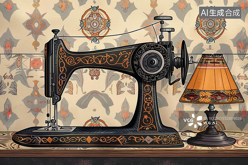 【AI数字艺术】中国古风缝纫机图片素材