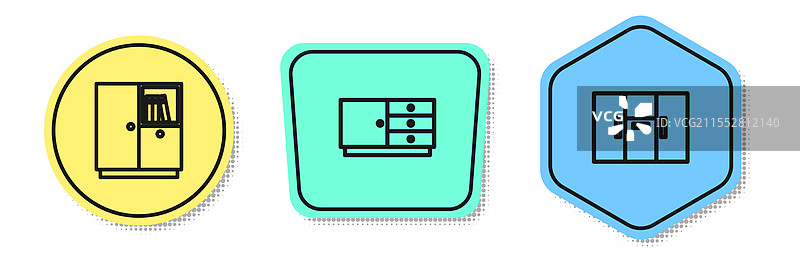 彩色衣柜和抽屉柜组合图片素材