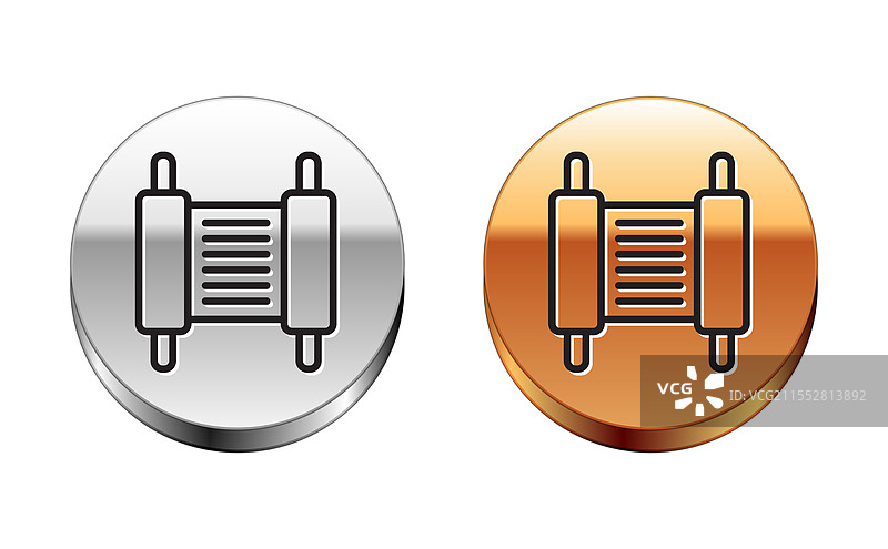 黑色线条的托拉卷轴图标，背景为白色图片素材