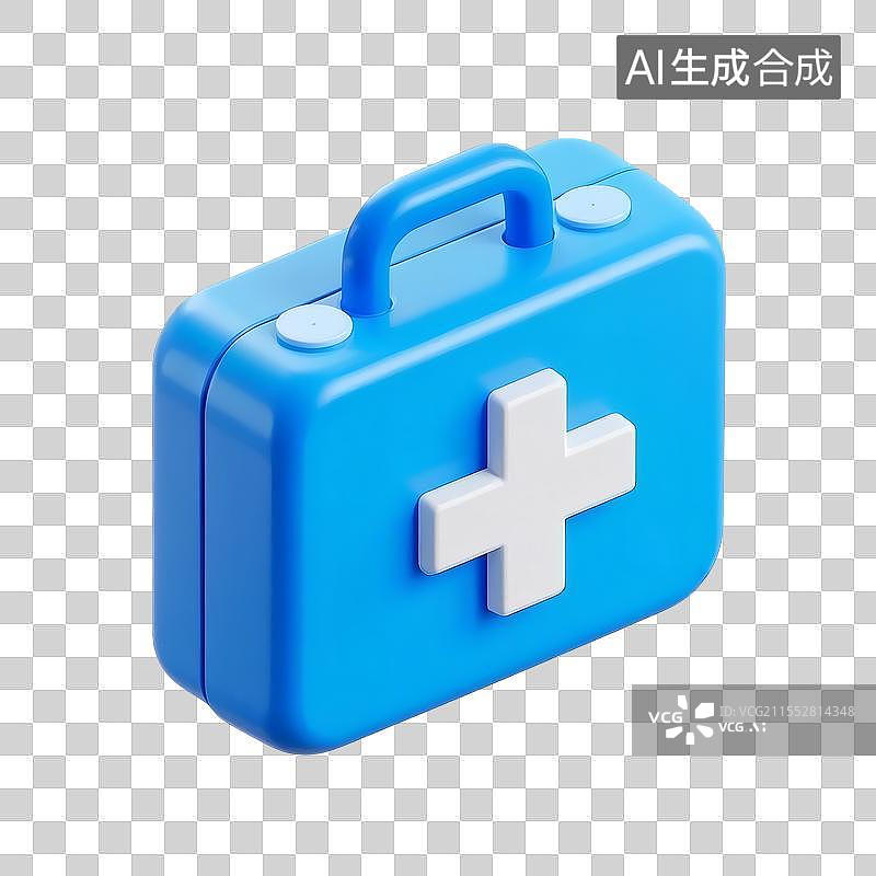 【AI数字艺术】3D渲染蓝色科技商务药箱元素图片素材
