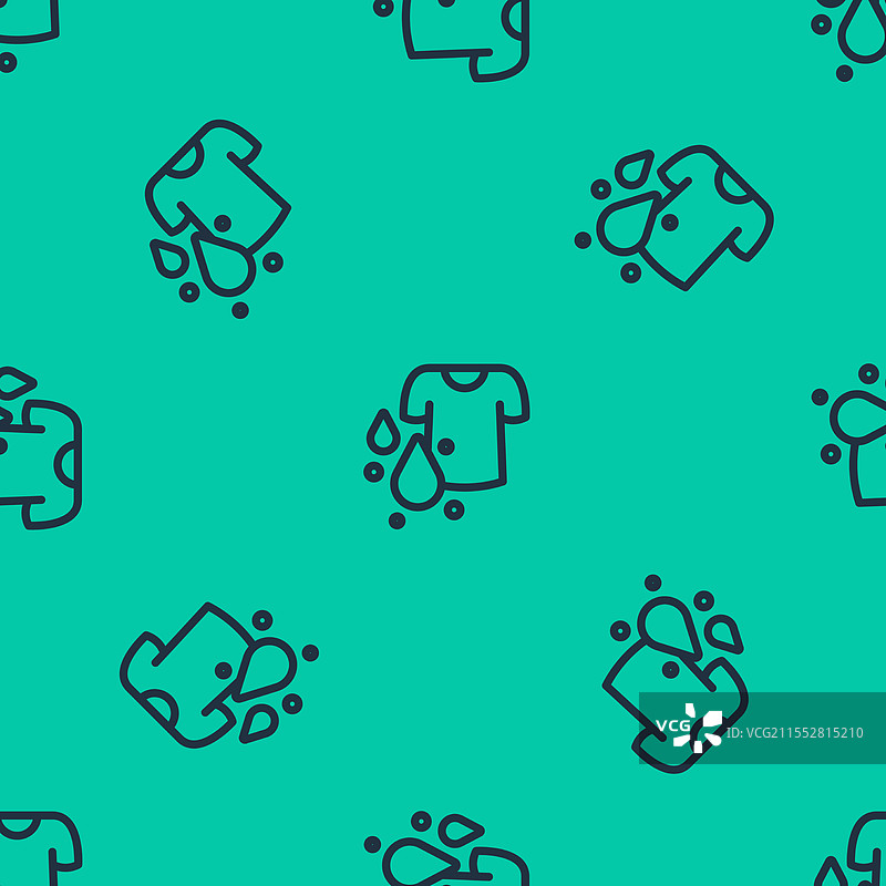 蓝色线条脏T恤图标，隔离无缝设计图片素材