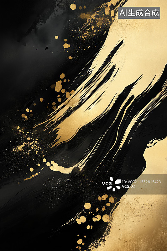 【AI数字艺术】金黑交织的抽象艺术图片素材