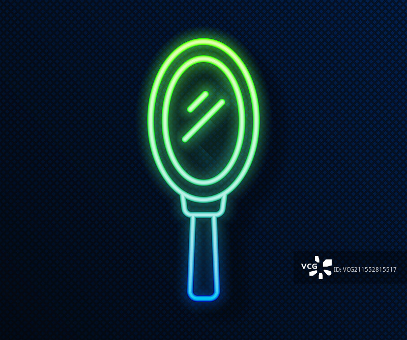 发光的霓虹线手镜图标，孤立于背景上图片素材