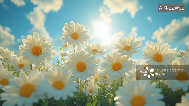 【AI数字艺术】户外盛开的黄花特写图片素材