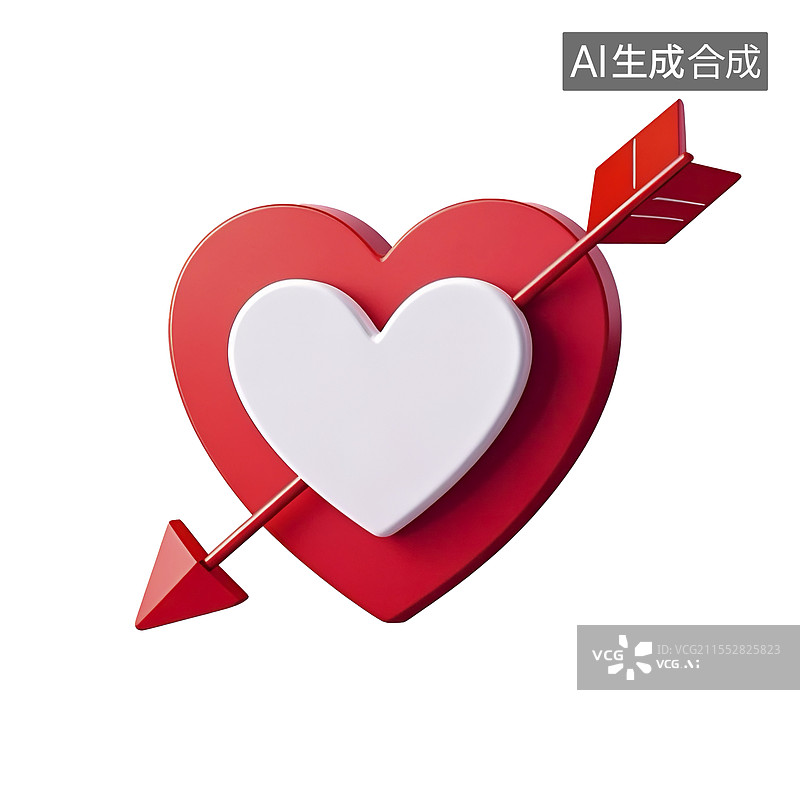 【AI数字艺术】红色丘比特之箭3D图标图片素材