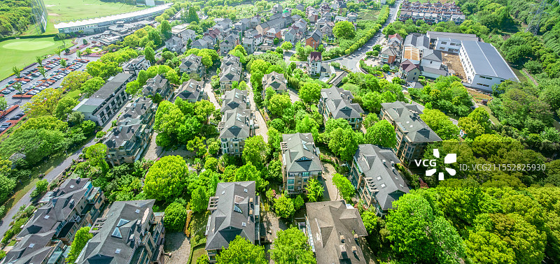 城市郊区别墅住宅区航拍图片素材