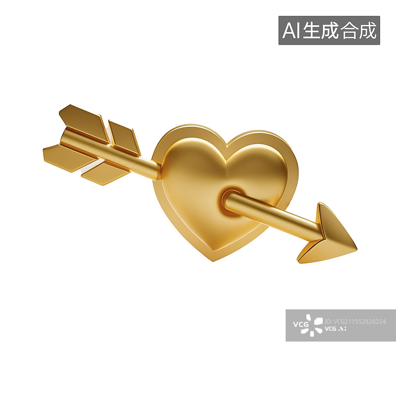【AI数字艺术】金色丘比特之箭3D图标图片素材