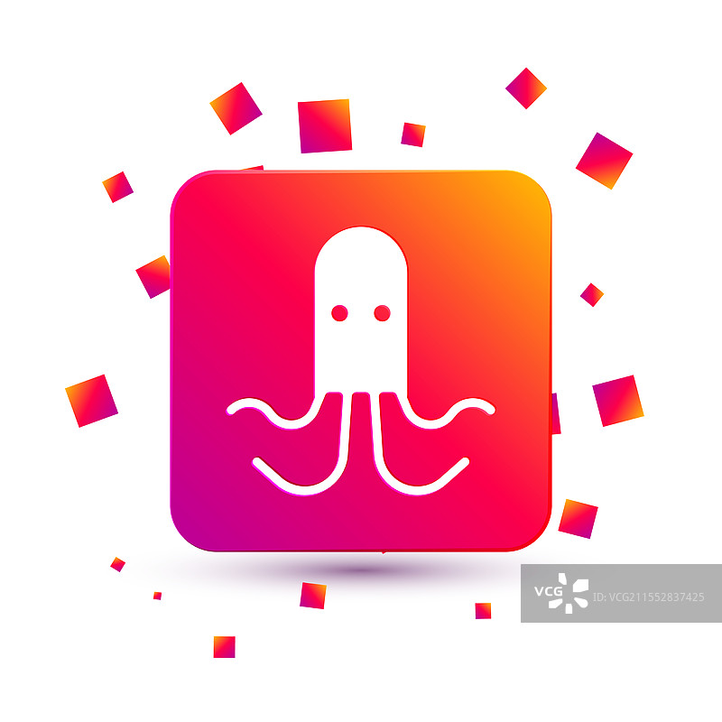 白色章鱼图标，背景为白色图片素材