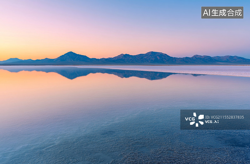 【AI数字艺术】空旷的路面和湖泊图片素材