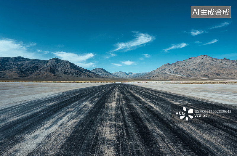 【AI数字艺术】一条公路通向远方的雪山山脉图片素材