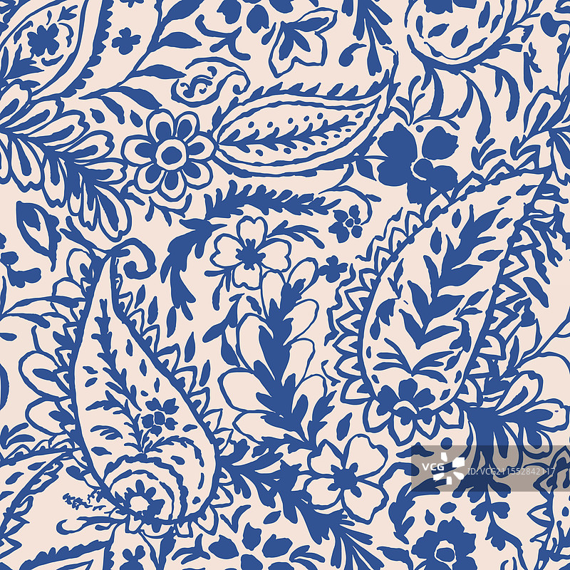 佩斯利和花卉设计的民族图案图片素材